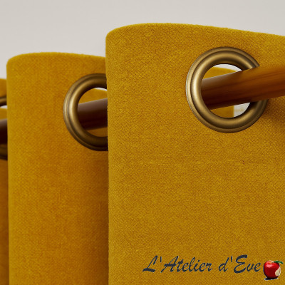 Amara safran | Rideau non feu M1 | Rideau velours lavable | Pour professionnels, ERP et particuliers