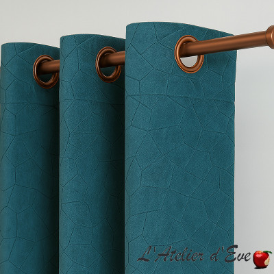 Capron eucalyptus - Rideau à oeillets Made in France - Finition tête sur demande - Casal