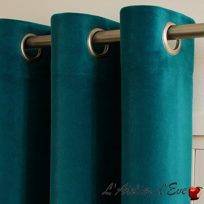 "Studio" bleu canard Rideau velours Made in France Thevenon