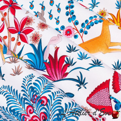 Rideau-à-oeillets-enfant-prêt-à-poser-tissu-coton-Paradis-Island-multicolore-Thevenon