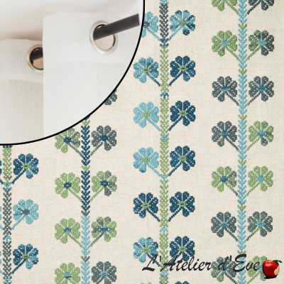 Thevenon "Coup de Chance" cotton/linen embroidered canvas curtain