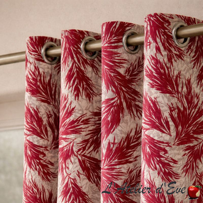 Rideau-jacquard-velours-coton-recyclé-Montero-vermillon-Casal