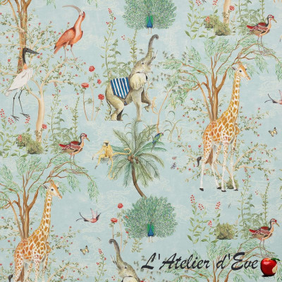 Thevenon "Exotic Animals" cotton satin children's fabric