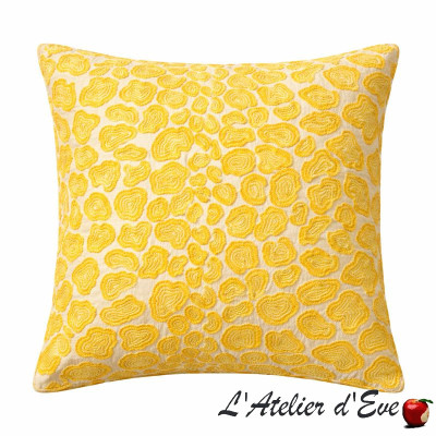 Cushion cover embroidered fabric Yellow claw stroke