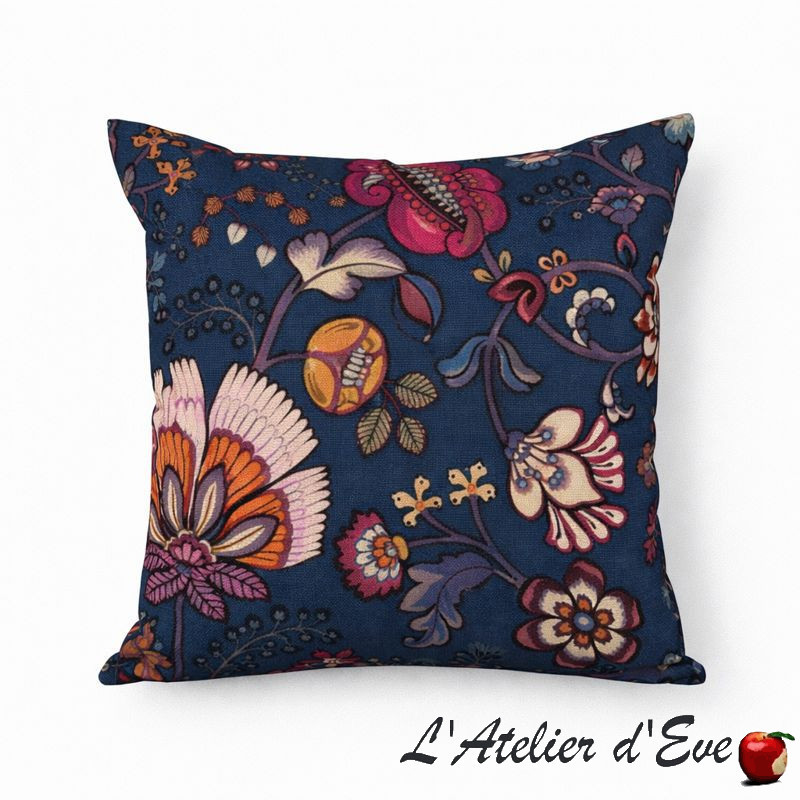 Blue Garden of Secrets cotton fabric cushion cover