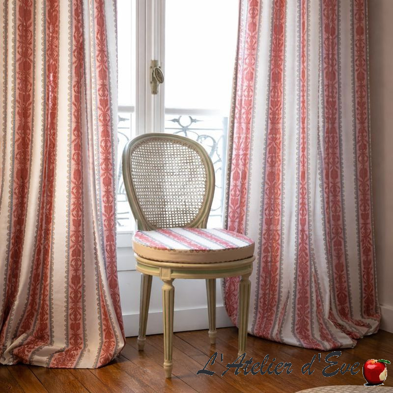 Thevenon "Ornamental Stripe" satin cotton fabric