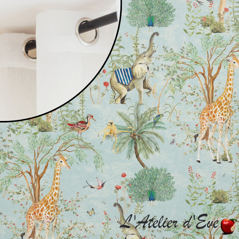 Thevenon "Exotic Animals" cotton satin children's fabric