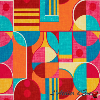 Toile-coton-Eclipse multicolore-ameublement-et-sièges-vendue-au-mètre-Thevenon