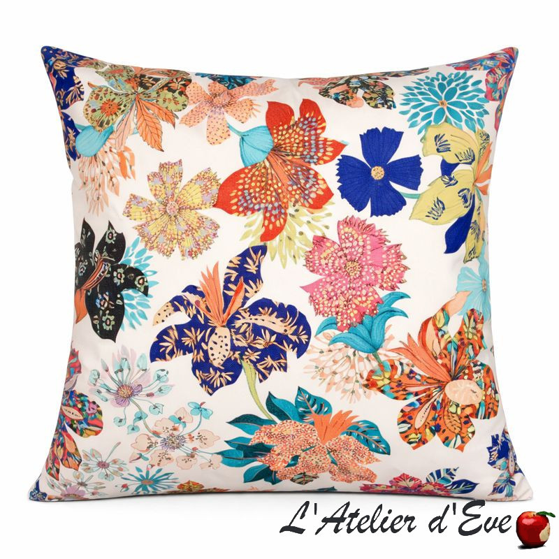 Blue Garden of Secrets cotton fabric cushion cover