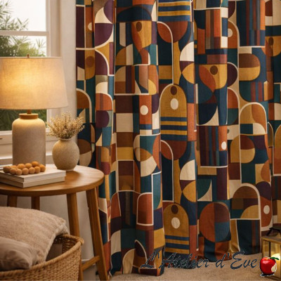 Rideau-coton-à-oeillets-Eclipse-Terre-navy-Fabriqué-en-France-Thevenon