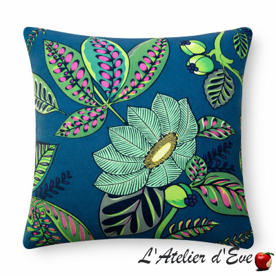 Blue Garden of Secrets cotton fabric cushion cover