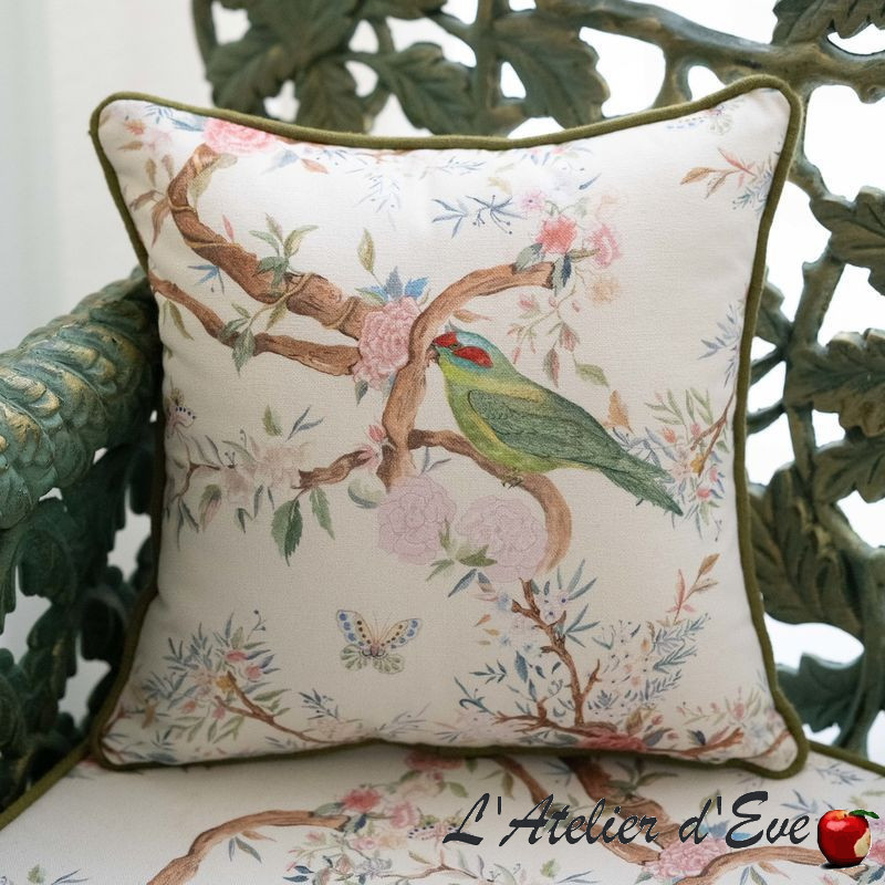 Blue Garden of Secrets cotton fabric cushion cover