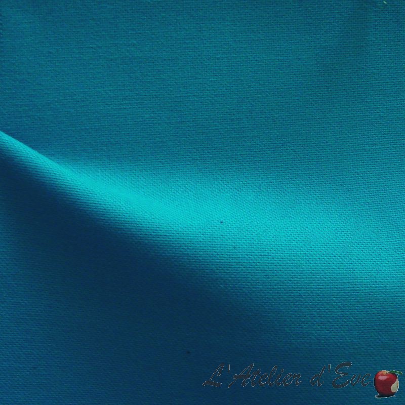 Lady Di turquoise rideau à oeillets sur mesure Thevenon L'Atelier d'Eve site evedeco 